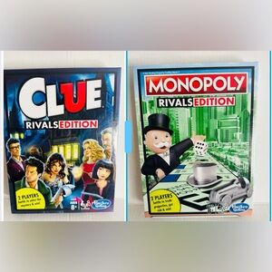 Hasbro Clue and Monopoly Rivals Edition game bundle
